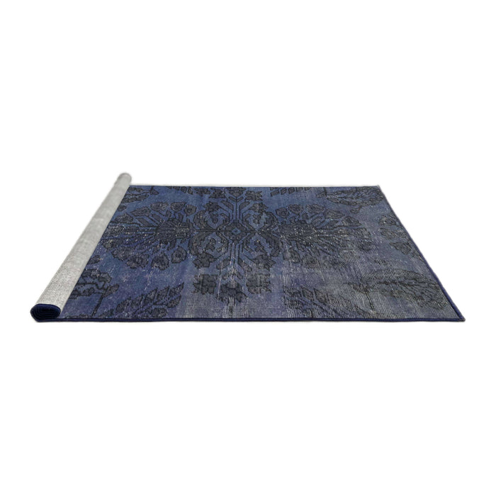 Sideview of Machine Washable Abstract Dark Blue Grey Blue Rug, wshabs2449