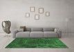 Machine Washable Abstract Emerald Green Modern Area Rugs in a Living Room,, wshabs2449emgrn