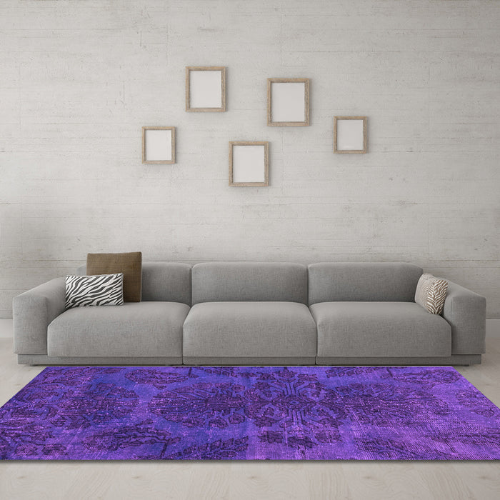 Machine Washable Abstract Purple Modern Area Rugs in a Living Room, wshabs2449pur