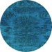 Round Abstract Light Blue Modern Rug, abs2449lblu