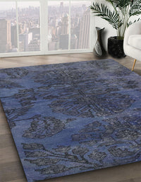 Abstract Dark Blue Grey Blue Modern Rug, abs2449