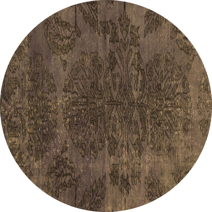 Round Abstract Brown Modern Rug, abs2449brn
