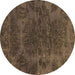 Round Abstract Brown Modern Rug, abs2449brn