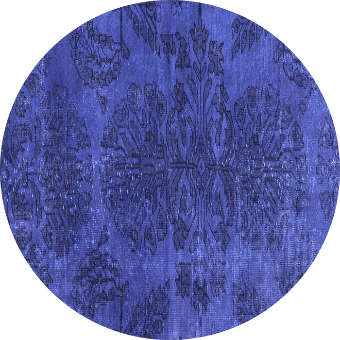 Round Abstract Blue Modern Rug, abs2449blu