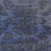 Square Machine Washable Abstract Dark Blue Grey Blue Rug, wshabs2449