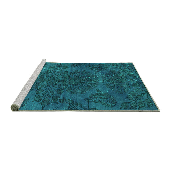 Sideview of Machine Washable Abstract Turquoise Modern Area Rugs, wshabs2449turq