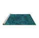 Sideview of Machine Washable Abstract Turquoise Modern Area Rugs, wshabs2449turq