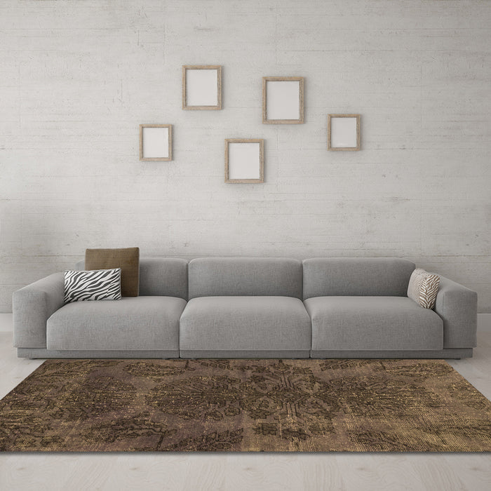 Machine Washable Abstract Brown Modern Rug in a Living Room,, wshabs2449brn