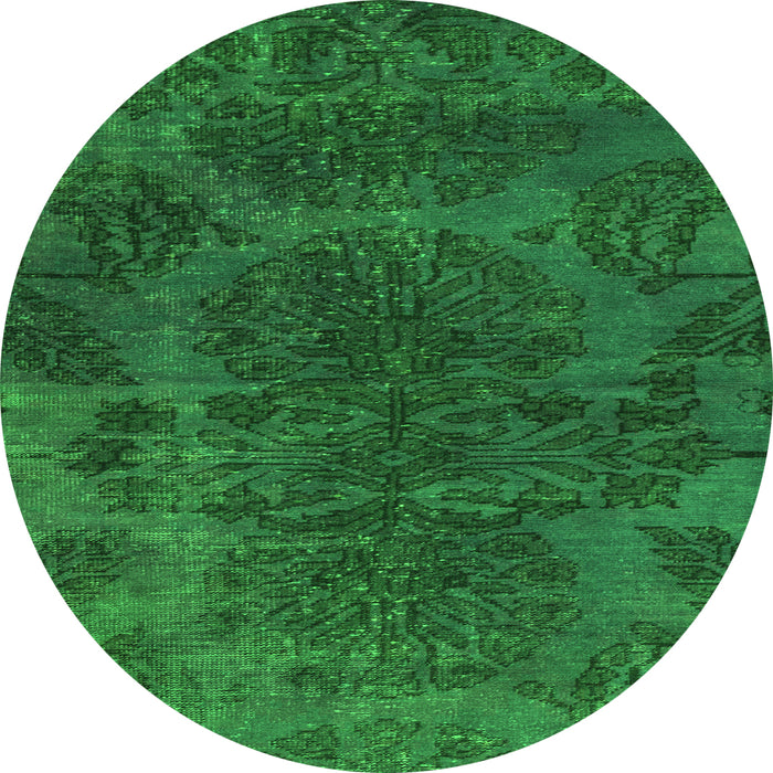 Round Abstract Green Modern Rug, abs2449grn