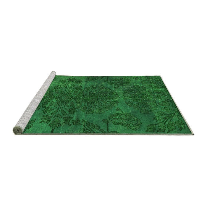 Sideview of Machine Washable Abstract Green Modern Area Rugs, wshabs2449grn