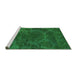 Sideview of Machine Washable Abstract Green Modern Area Rugs, wshabs2449grn