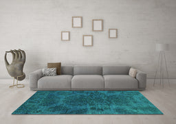 Machine Washable Abstract Turquoise Modern Area Rugs in a Living Room,, wshabs2449turq