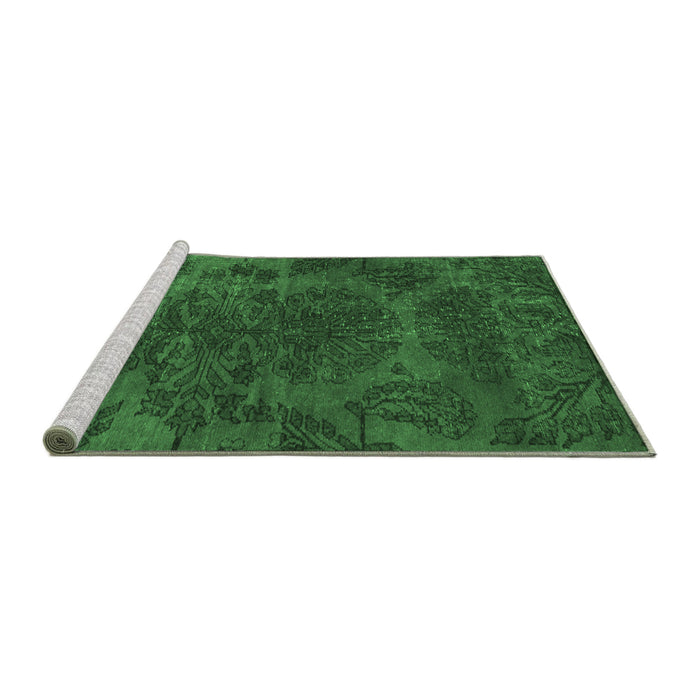 Sideview of Machine Washable Abstract Emerald Green Modern Area Rugs, wshabs2449emgrn
