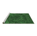 Sideview of Machine Washable Abstract Emerald Green Modern Area Rugs, wshabs2449emgrn