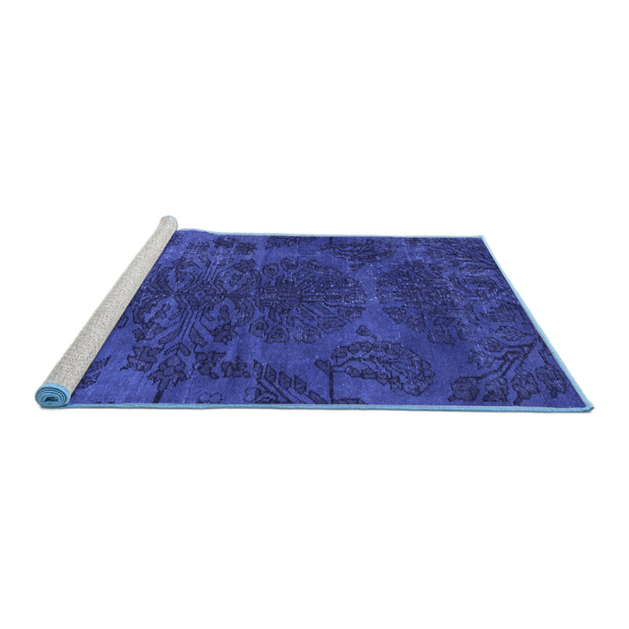 Sideview of Machine Washable Abstract Blue Modern Rug, wshabs2449blu