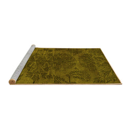 Sideview of Machine Washable Abstract Yellow Modern Rug, wshabs2449yw