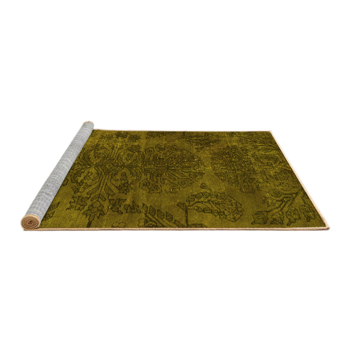 Sideview of Machine Washable Abstract Yellow Modern Rug, wshabs2449yw