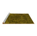 Sideview of Machine Washable Abstract Yellow Modern Rug, wshabs2449yw