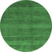 Round Abstract Emerald Green Modern Rug, abs244emgrn