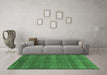 Machine Washable Abstract Emerald Green Modern Area Rugs in a Living Room,, wshabs244emgrn