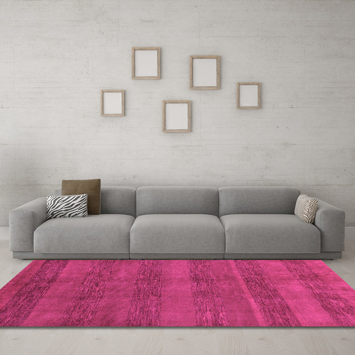 Machine Washable Abstract Pink Modern Rug in a Living Room, wshabs244pnk