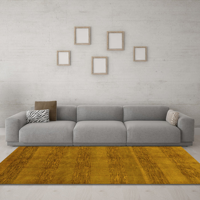 Machine Washable Abstract Yellow Modern Rug in a Living Room, wshabs244yw