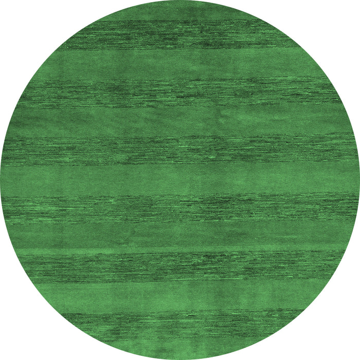 Round Machine Washable Abstract Emerald Green Modern Area Rugs, wshabs244emgrn