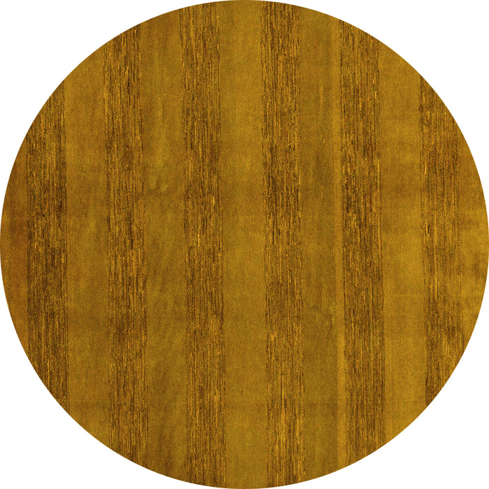 Round Machine Washable Abstract Yellow Modern Rug, wshabs244yw