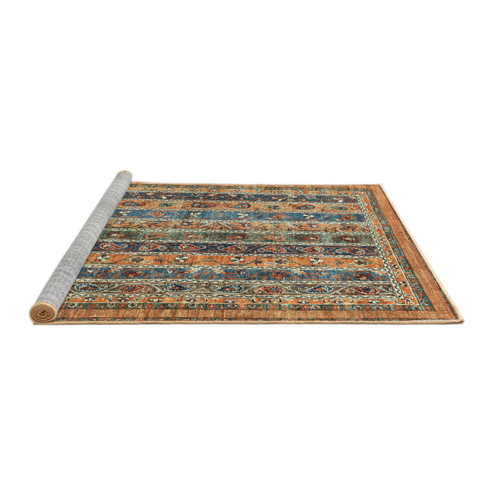 Sideview of Machine Washable Abstract Camel Brown Rug, wshabs2450