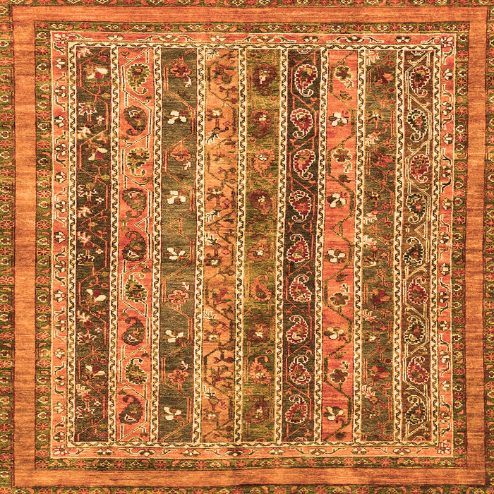 Square Machine Washable Abstract Orange Modern Area Rugs, wshabs2450org