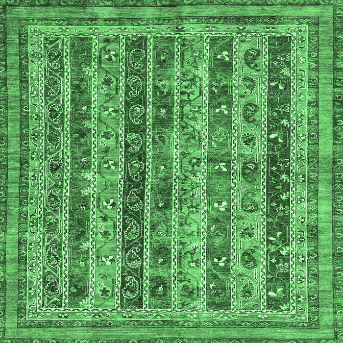 Square Abstract Emerald Green Modern Rug, abs2450emgrn