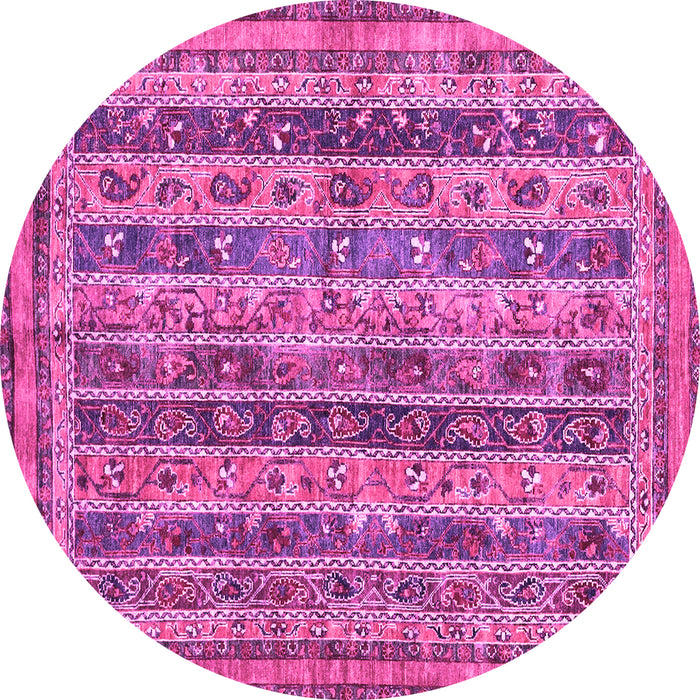 Round Machine Washable Abstract Pink Modern Rug, wshabs2450pnk