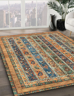 Abstract Camel Brown Modern Rug in Family Room, abs2450