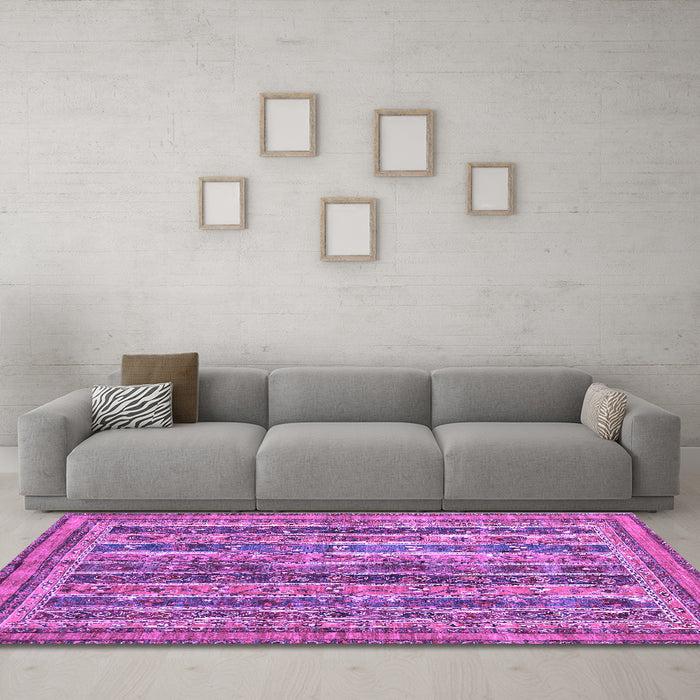 Machine Washable Abstract Purple Modern Area Rugs in a Living Room, wshabs2450pur
