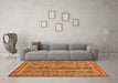 Machine Washable Abstract Orange Modern Area Rugs in a Living Room, wshabs2450org