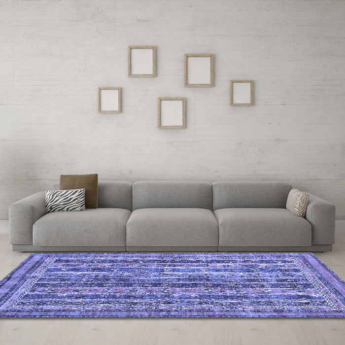 Machine Washable Abstract Blue Modern Rug in a Living Room, wshabs2450blu