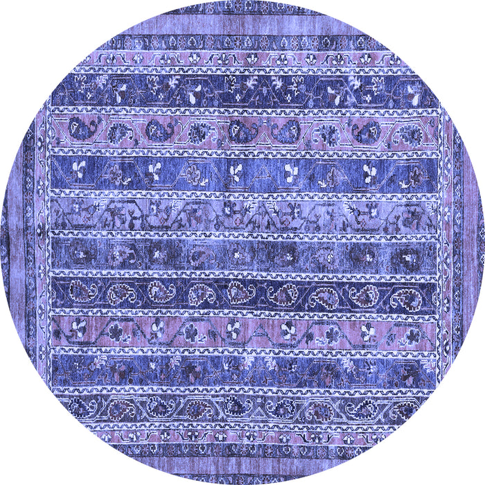 Round Abstract Blue Modern Rug, abs2450blu