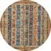 Round Abstract Camel Brown Modern Rug, abs2450