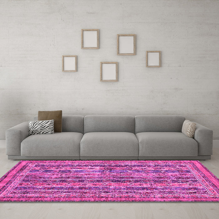 Machine Washable Abstract Pink Modern Rug in a Living Room, wshabs2450pnk