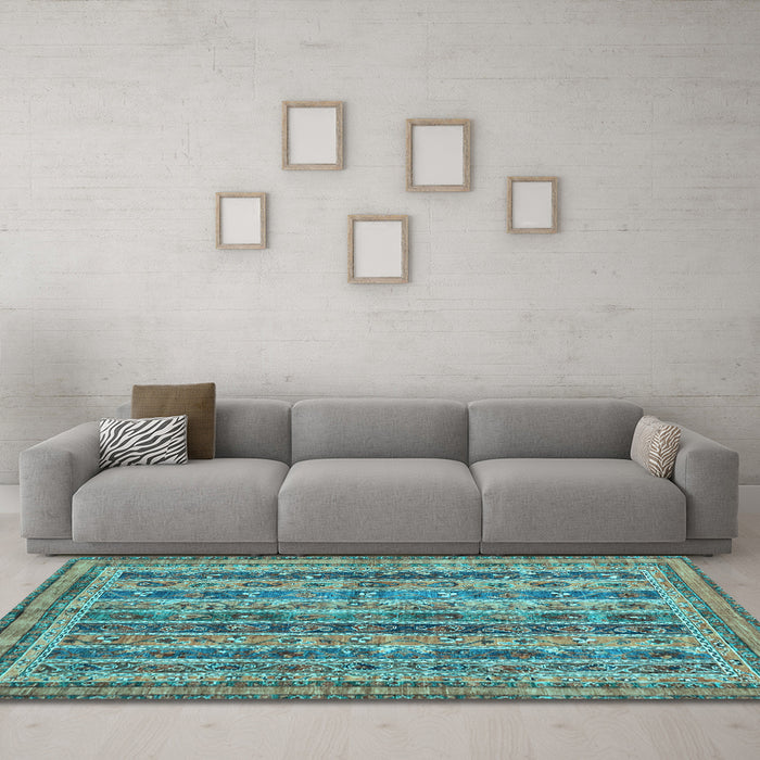 Machine Washable Abstract Light Blue Modern Rug in a Living Room, wshabs2450lblu