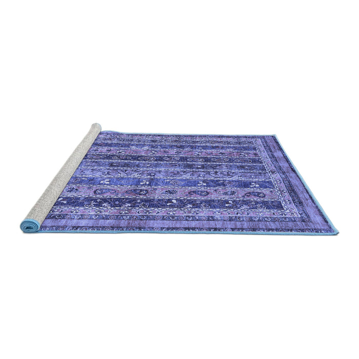 Sideview of Machine Washable Abstract Blue Modern Rug, wshabs2450blu
