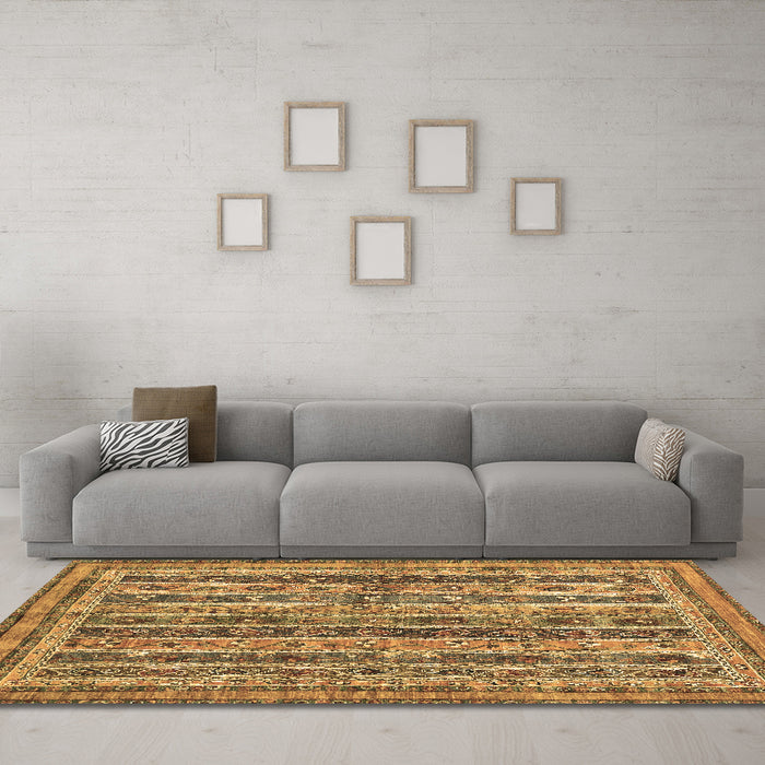 Machine Washable Abstract Brown Modern Rug in a Living Room,, wshabs2450brn