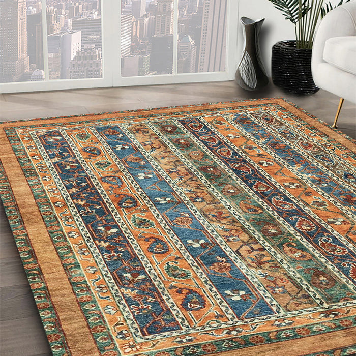 Machine Washable Abstract Camel Brown Rug in a Family Room, wshabs2450