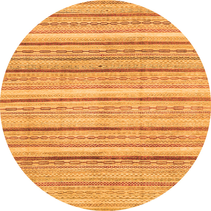 Round Machine Washable Abstract Orange Modern Area Rugs, wshabs2451org