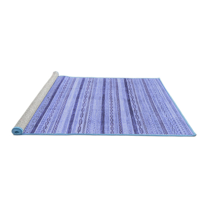 Sideview of Machine Washable Abstract Blue Modern Rug, wshabs2451blu