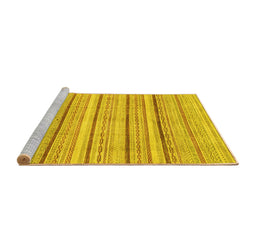 Sideview of Machine Washable Abstract Yellow Modern Rug, wshabs2451yw