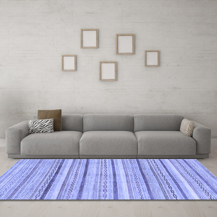 Machine Washable Abstract Blue Modern Rug in a Living Room, wshabs2451blu