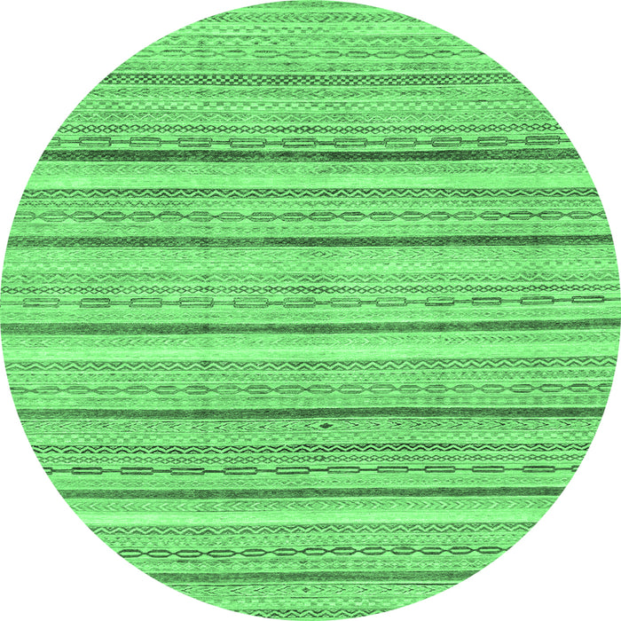 Round Machine Washable Abstract Emerald Green Modern Area Rugs, wshabs2451emgrn