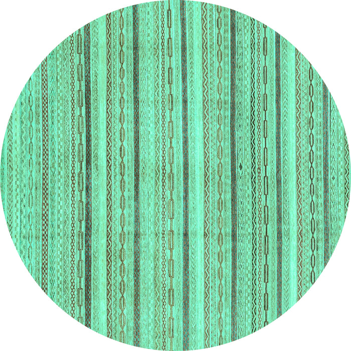 Round Abstract Turquoise Modern Rug, abs2451turq