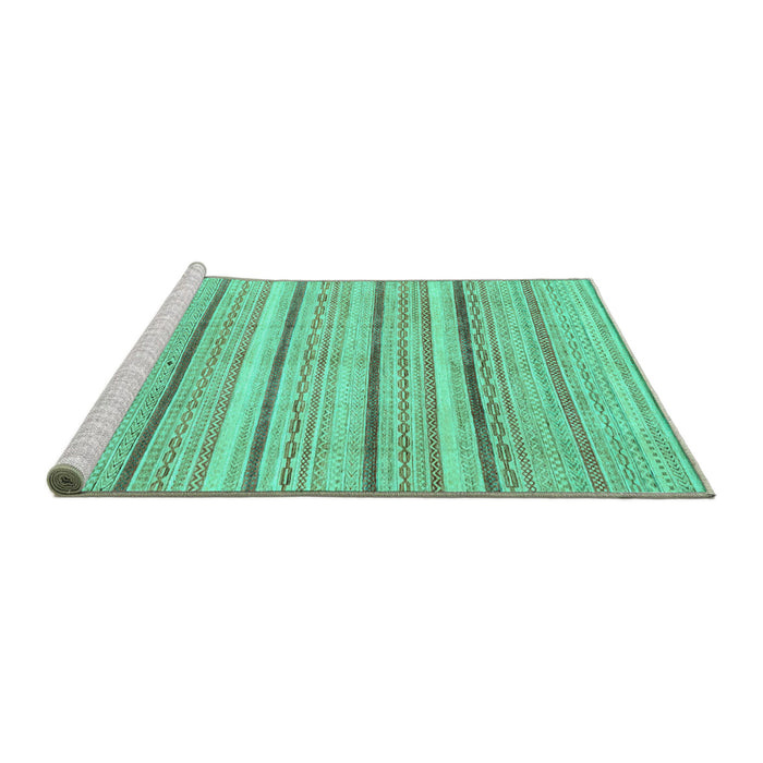 Sideview of Machine Washable Abstract Turquoise Modern Area Rugs, wshabs2451turq